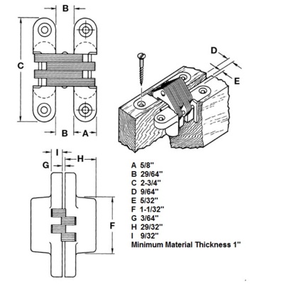 Soss Medium Duty 2-3/4 inch Invisible Hinge Wood Or Metal Applications Specialty Hinges image 2