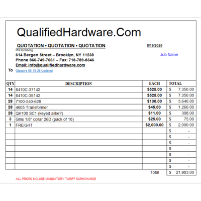 Qualified Glasstra 08/19/2026 Special Orders