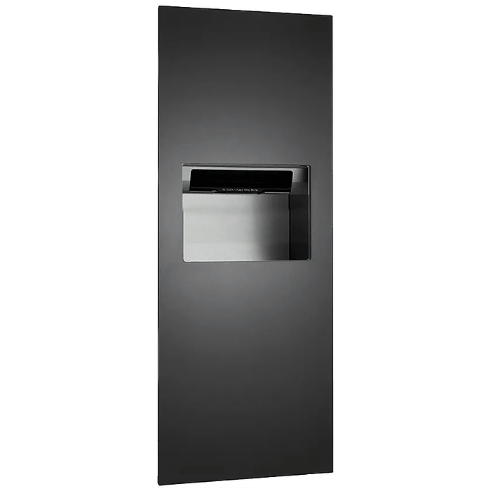 Fully Recessed Auto Roll Paper Towel Disp. & Waste Receptacle - Battery - Matte Black Phenolic Door