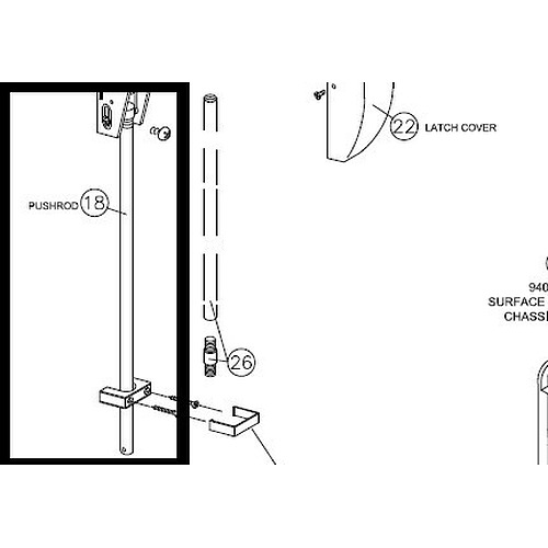 dormakaba Special Order Replacement Top Rod for Surface Mounted Vertical Rod Device Special Orders