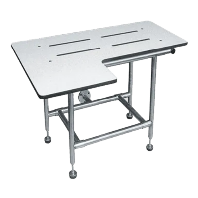 ASI Folding Shower Seat  - L-Shape, 4 Leg - Solid Phenolic - Wall Mounted with Leg Supports Miscellaneous Door Hardware