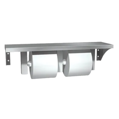 ASI Shelf with Double Toilet Tissue Holder Stainless Steel - Surface Mounted Miscellaneous Door Hardware