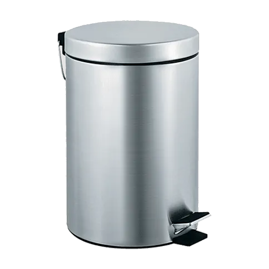 Waste Receptacle - Pedal Activated Cover - Satin Stainless Steel - Free Standing
