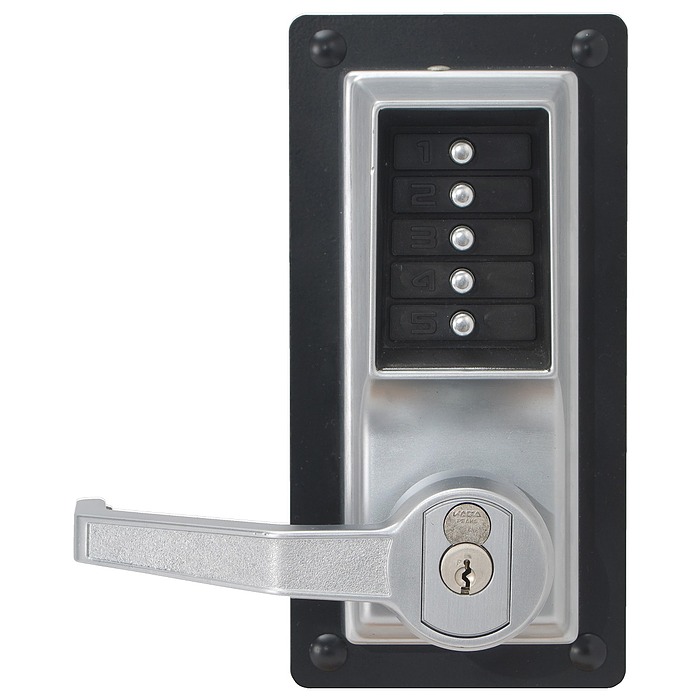 dormakaba Mechanical Pushbutton Exit Device Lock with Lever and Key Override Exit Devices / Panic Bars