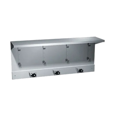 ASI Utility Hook and Mop Strip Shelf, 4 Hooks, 3 Holders, 34, Surface Mounted Glass Solutions
