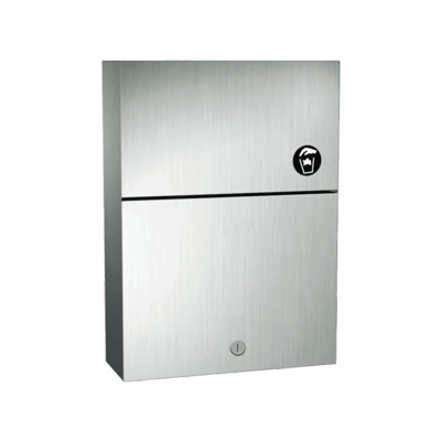 ASI Sanitary Napkin Disposal with Lock, Surface Mounted, Stainless Steel Glass Solutions image 2