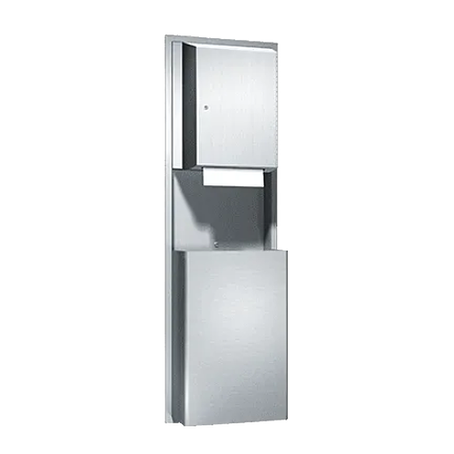 Paper Towel Dispenser and Waste Receptacle - Pull Roll, Auto Cut - 13.5 gal. Recessed