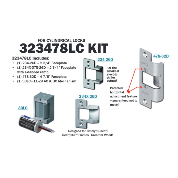 Trine Access Technology 3000 Series Electric Strike for Cylindrical Locks - Complete Kit Electric Strikes