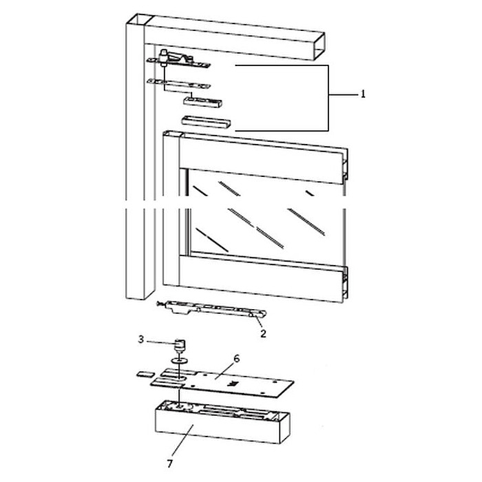 dormakaba Center Hung, Single Acting, Aluminum Door and Frame Complete Floor Closer Floor Closers