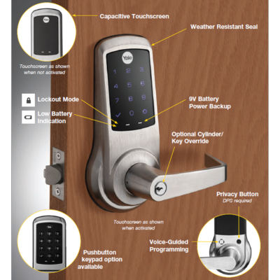 Yale BAU-NTB623-NR-626 Nextouch Capactive Touchscreen Keypad Cylindrical Lock with SFIC Prep