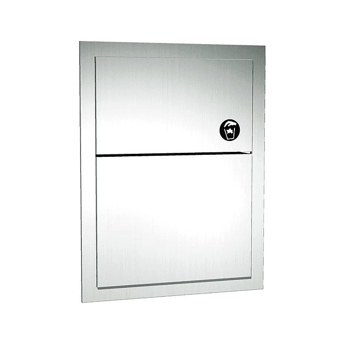 ASI Sanitary Napkin Disposal with Lock, Surface Mounted, Stainless Steel Glass Solutions