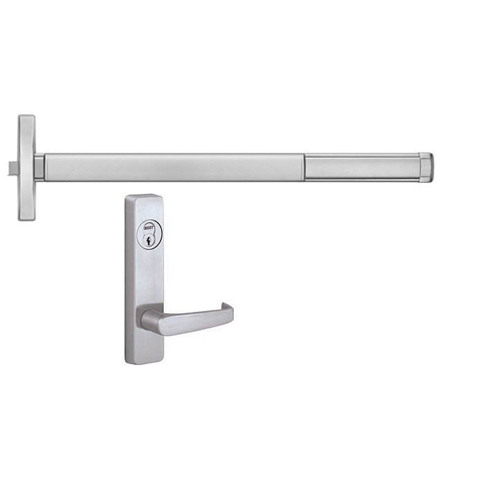 Precision Hardware Narrow Stile Apex Rim Exit Device with Night Latch Lever Trim Exit Devices / Panic Bars