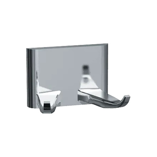 ASI Robe Hook, Double, Surface Mounted, Chrome Plated Zamak Glass Solutions