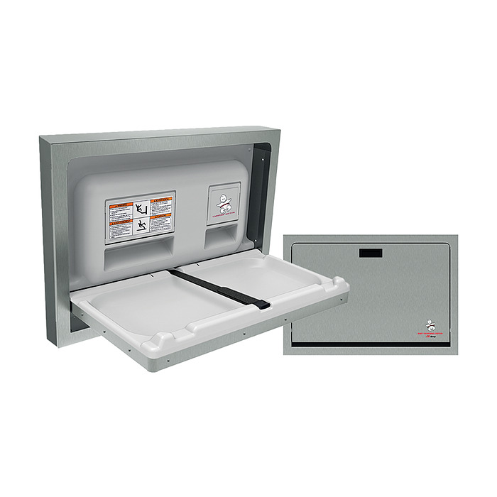 ASI Baby Changing Station, Heavy-Duty Stainless Steel, Surface Mounted Glass Solutions