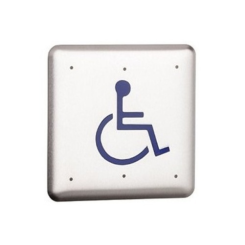 LCN Wall Mounted 4-3/4 Square Actuator with Engraved Blue Filled Handicap Symbol ADA Compliant Low Energy Door Operators