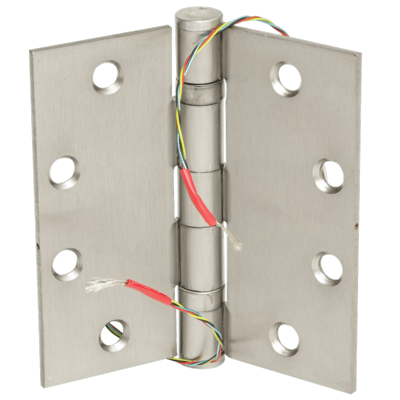 Qualified Command Access - Energy Transfer Hinge, 4-1/2 x 4-1/2, 5 Knuckle Standard Weight, 4-Wire, 26 Gauge, Satin Chromium Plated Finish Specialty Hinges