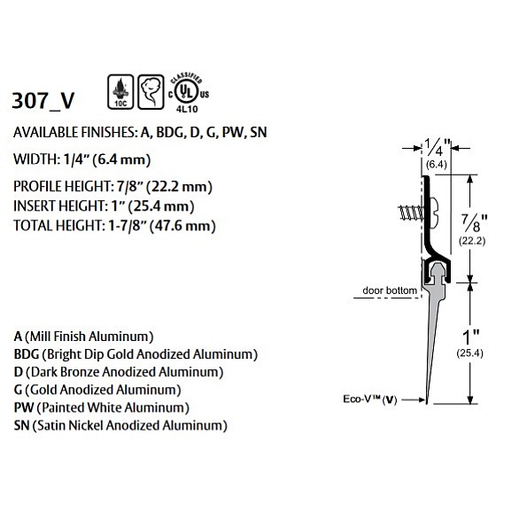 Pemko Vinyl Surface Door Sweep Thresholds & Weatherstripping