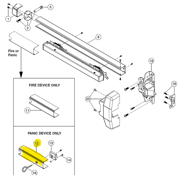 Falcon Special Order Hex Dogging Kit for 19R Exit Device 3FT Door Special Orders
