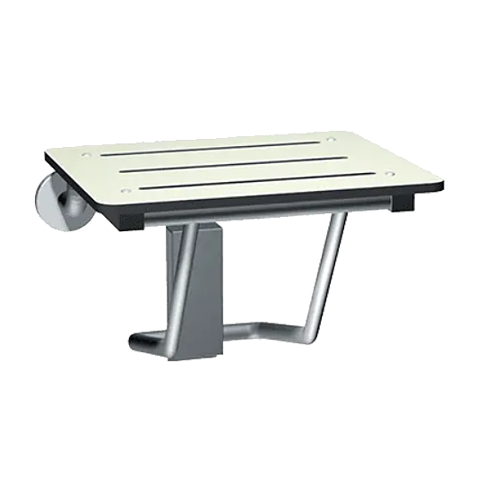 Folding Shower Seat - Rectangular, ADA - Solid Phenolic, White - Compact 18