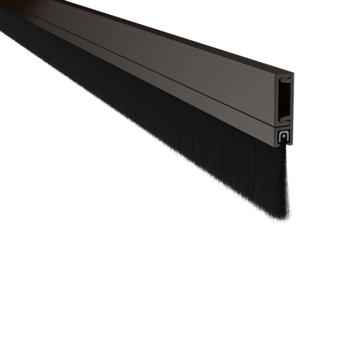 Pemko Door Bottom Sweep Black Suede Powder Coat Aluminum with Black Nylon Brush insert Special Orders