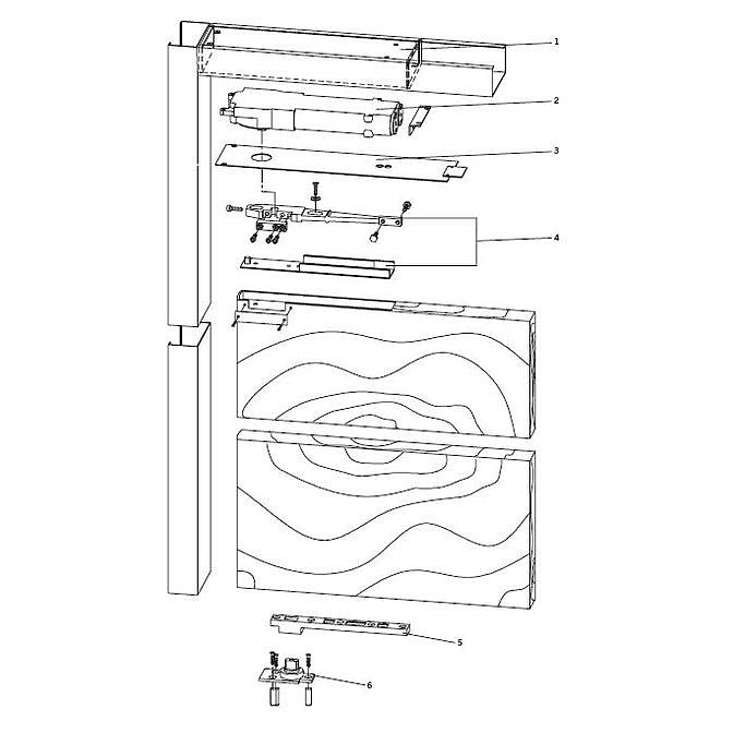 dormakaba Center Hung Side Load, Wood Door and Steel Frame, Complete Overhead Closer Overhead Closers