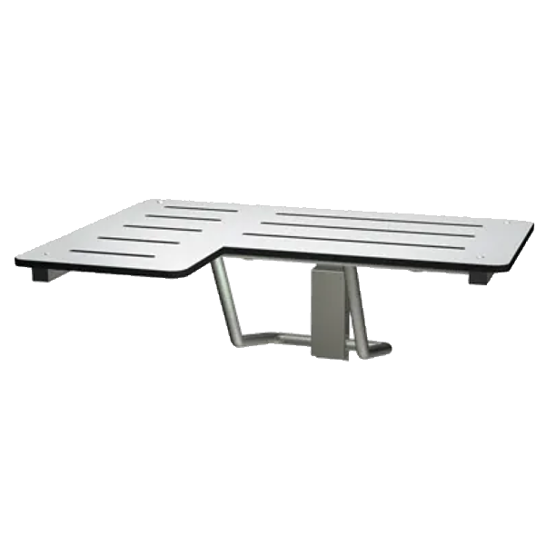 Folding Shower Seat - L-Shaped, ADA - Solid Phenolic, White - 33