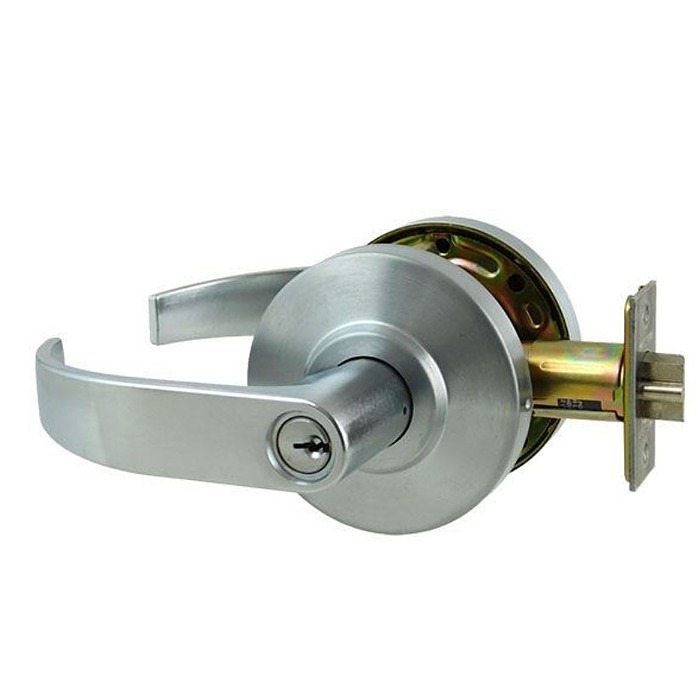 Dexter Cylindrical Lock, Storeroom, Grade 2, 2-3/4 Backset, ANSI Strike, Angled Lever, Standard Core Commercial Door Locks
