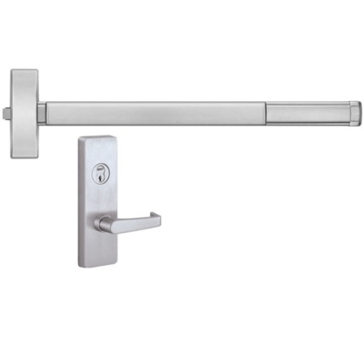 Precision Hardware Fire Rated Apex Rim Exit Device with Night Latch Lever Trim Exit Devices / Panic Bars