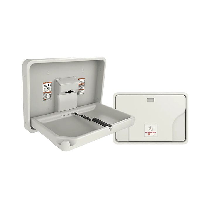 ASI Baby Changing Station, Horizontal – Plastic, Surface Mounted Glass Solutions